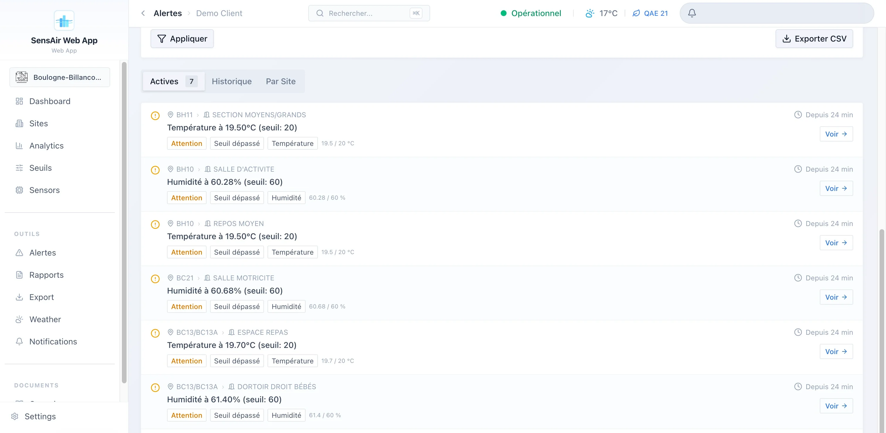 SensiAir : Une application de surveillance de la qualité de l'air pensé pour les clients., image 1